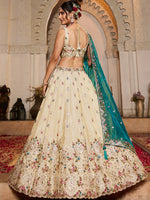 teal tissue sequins embroidered semi stitched lehenga choli with dupatta