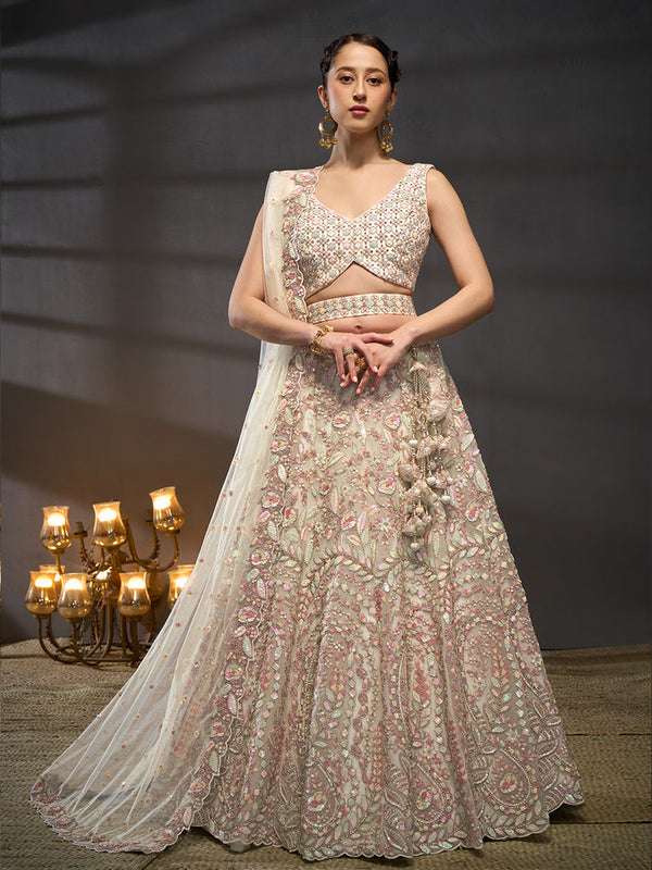 Cream Indian Bridal Lehenga Choli