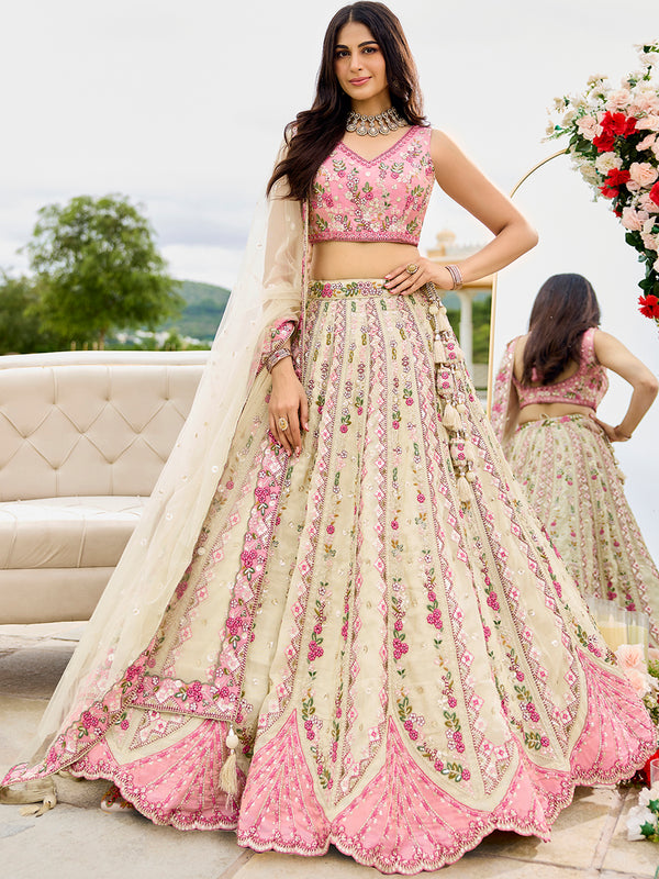Cream Indian Designer Lehenga Choli