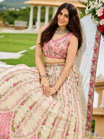 semi stitched tissue silk lehenga with blouse