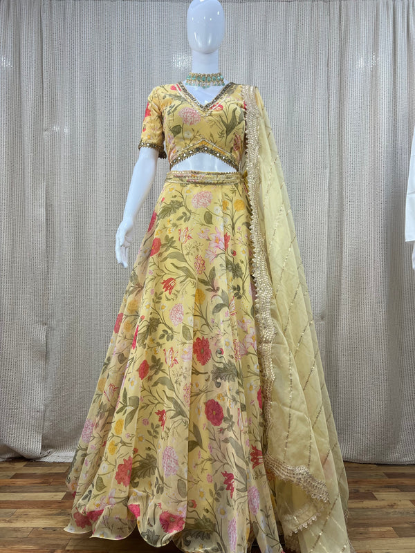Yellow Georgette Lehenga Choli