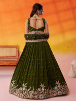 green designer lehenga choli for engagement and reception