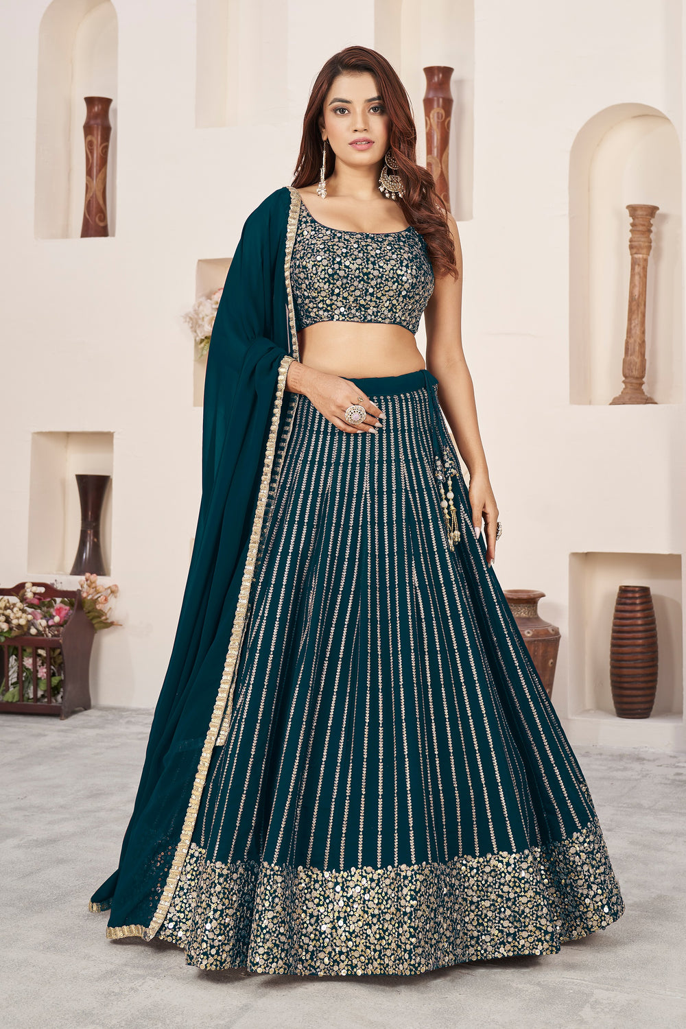 Traditional Sequins Work Georgette Lehenga Choli