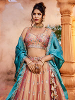 elegant rosegold embroidered georgette lehenga for wedding