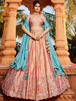 rosegold ethnic georgette lehenga for festive occasions