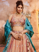 premium rosegold sequins embroidered bridal lehenga