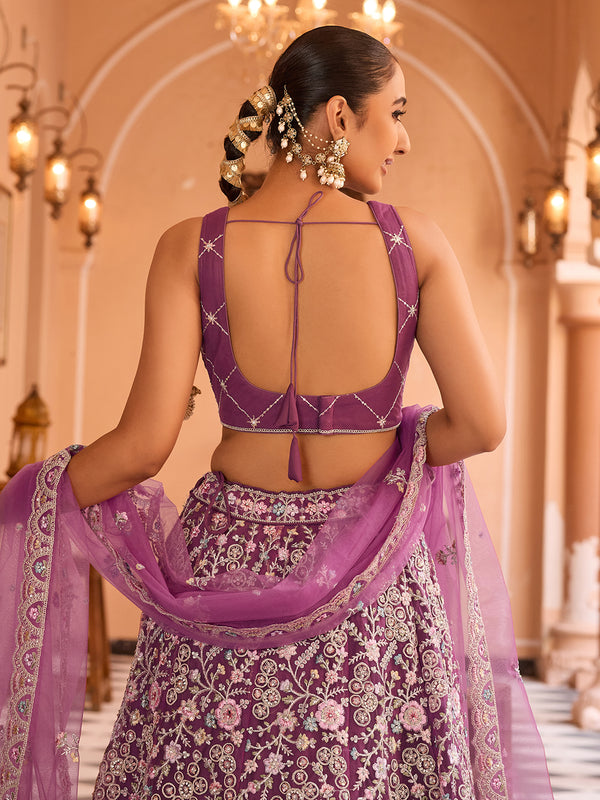 Burgundy net embroidered lehenga choli for women with heavy embroidery, designer Indian wedding bridal lehenga outfit