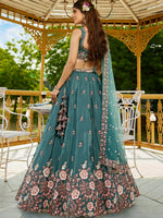 satin wedding lehenga choli with embroidered dupatta