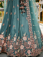 satin bridal lehenga with sequins embroidery work