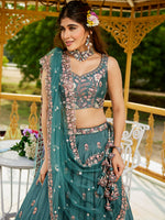 elegant satin embroidered lehenga choli for bridal wear