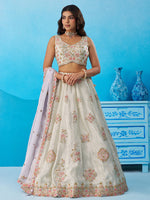 tissue sequinned zari embroidered semi stitched lehenga choli