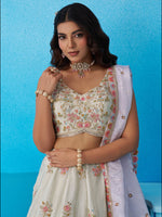 semi stitched tissue lehenga with zari embroidery