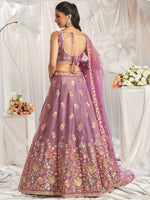 lavender semi stitched organza lehenga choli for wedding