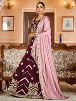 brown silk wedding outfit for indian bride