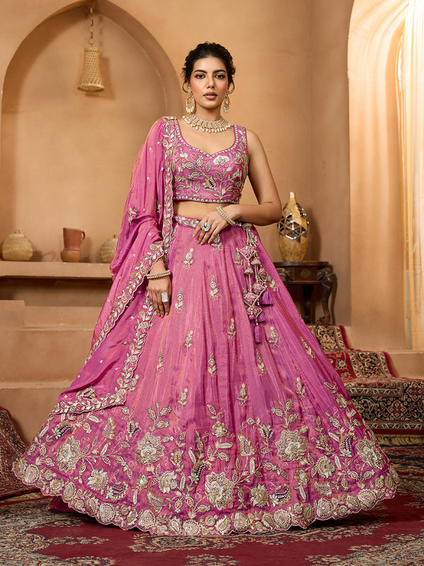 Designer Tissue Silk Lehenga Choli for Wedding
