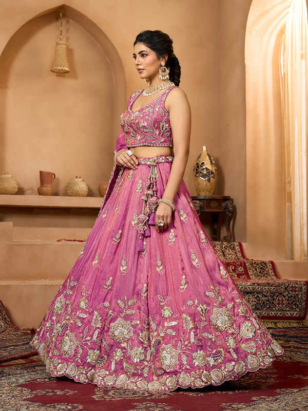 Designer Tissue Silk Lehenga Choli for Wedding