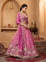 traditional indian tissue lehenga with embroidered choli