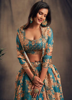 elegant organza lehenga choli for wedding party