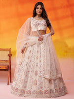 cream bridal lehenga choli with elegant embroidery