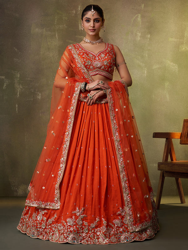 Sunset Orange Lehenga Choli