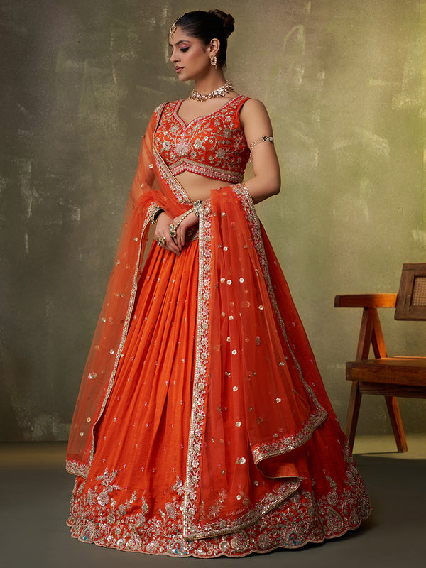 Sunset Orange Lehenga Choli
