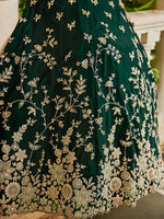green elegant organza lehenga choli for engagement