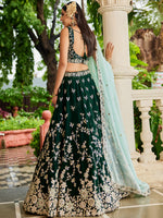 green festive lehenga choli with sequins work