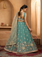 green wedding wear lehenga choli with designer embroidery