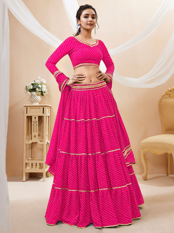 Trendy Ruffle Style Georgette Lehenga Choli