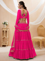 pink ruffle designer wedding lehenga for women
