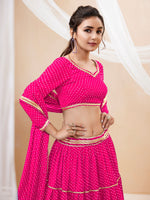 pink georgette embroidered lehenga choli with dupatta
