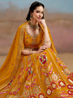 Yellow Georgette Bridesmaid Designer Lehenga Choli