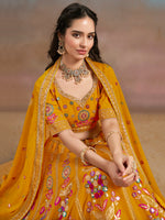 Yellow Georgette Bridesmaid Designer Lehenga Choli