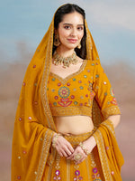 Yellow Georgette Bridesmaid Designer Lehenga Choli
