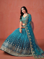 Rama Blue Embroidered Georgette Lehenga Choli