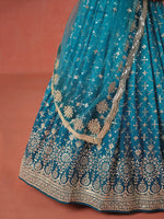 Rama Blue Embroidered Georgette Lehenga Choli