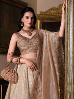 Gold Organza Indian Wedding Designer Lehenga Choli