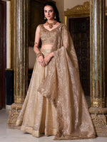 Gold Organza Indian Wedding Designer Lehenga Choli