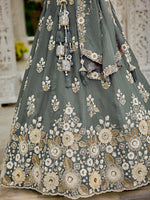 gray embroidered ethnic wear lehenga for women