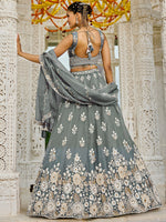 gray elegant bridal lehenga with organza fabric