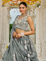 gray premium designer lehenga choli with sequins work
