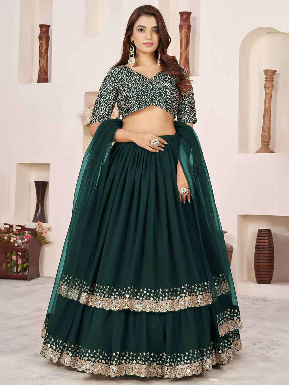 Indian Designer Georgette Sequin Lehenga Choli