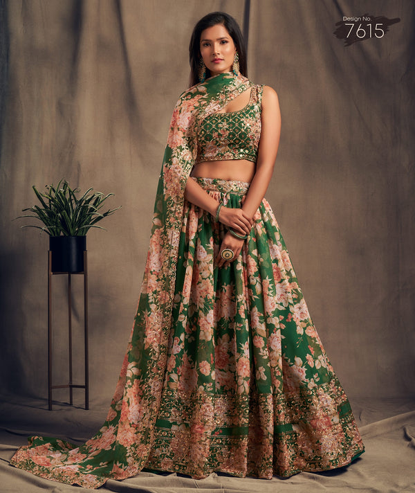 Elegant Floral Organza Lehenga Choli