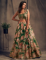 green designer party wear lehenga with dupatta