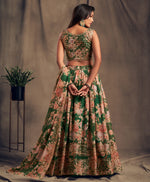modern green organza lehenga for festive occasions