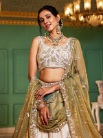 Green Tissue Sequins Wedding Lehenga Choli
