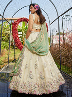green semi stitched embroidered ethnic lehenga