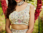 indian green tissue fabric wedding lehenga set