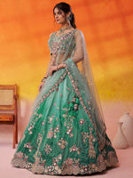 elegant green ethnic lehenga choli with sequins work