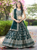 green dola silk wedding lehenga for festive occasions